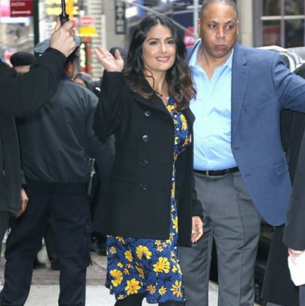 Salma Hayek..Want this look? Double Breast Peacoat